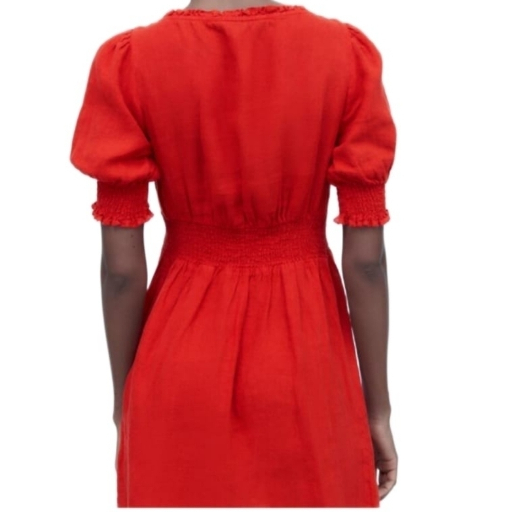 ZARA MINI LINEN DRESS RED | 8372/072 SIZE S - Picture 7 of 12